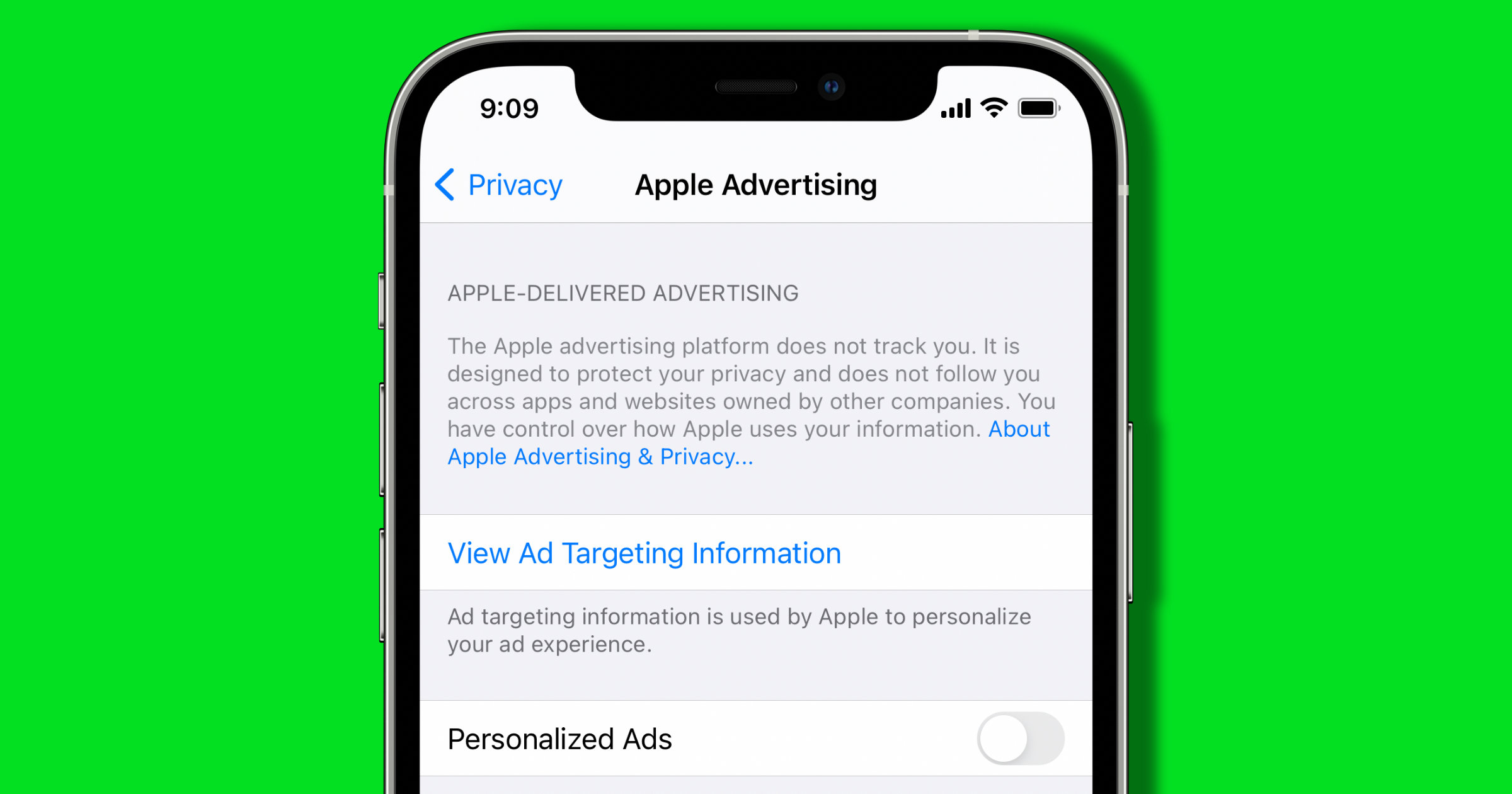 apple advertising iphone setting