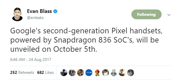 Fecha de lanzamiento de Google Pixel 2 fijada para el 5 de octubre, con procesador Snapdragon 836
