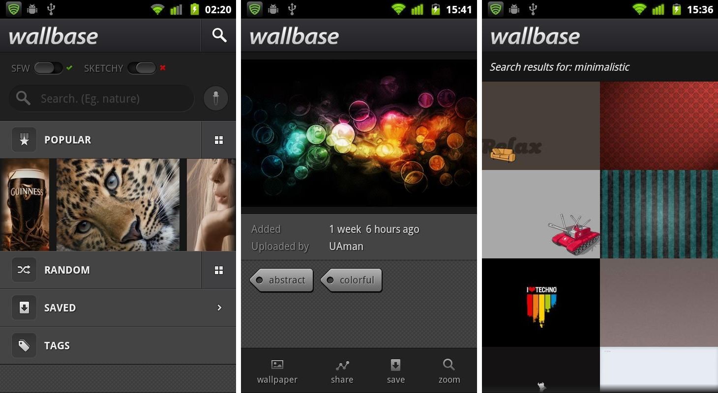 Fondos de pantalla HD de alta resolución gratuitos para su teléfono Android con la aplicación de Android Wallbase HD Wallpapers