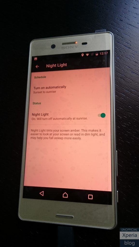 Función Sony Night Light introducida en la última actualización del concepto Xperia X