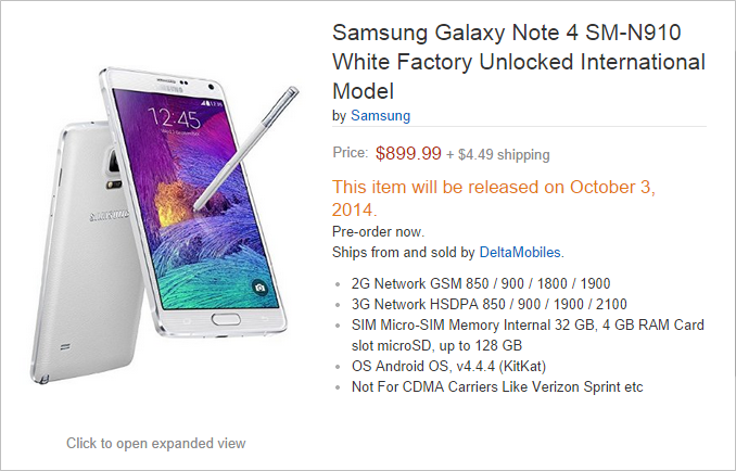 Galaxy Note 4 Price USA