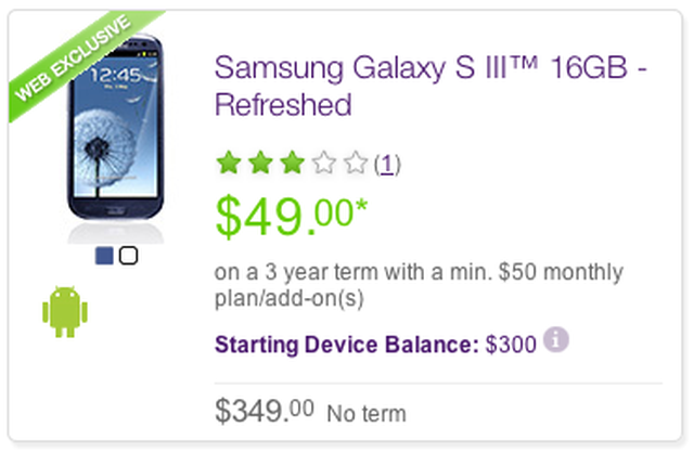 Galaxy S3 actualizado de 16 GB a un precio de $ 349 en Telus Canadá