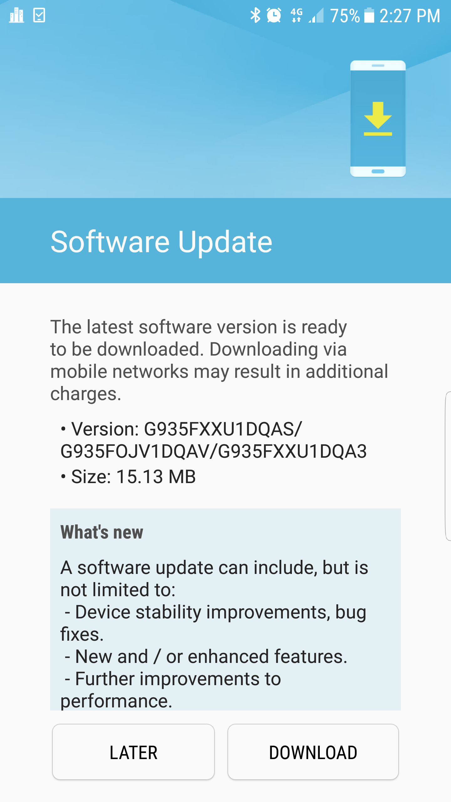 Galaxy S7 Edge primer solucionador de errores OTA sobre la actualización de Nougat