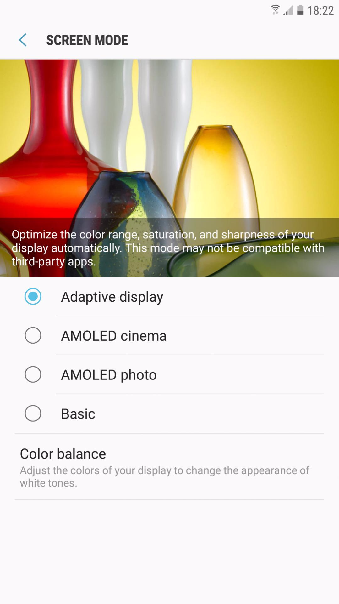 Galaxy S7 Nougat Beta agrega la opción de balance de color al modo de visualización adaptable