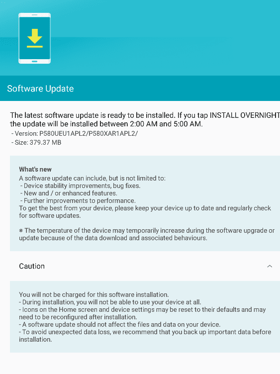 Galaxy Tab A 10.1 obtiene la actualización PL1 e instala el parche de seguridad de diciembre