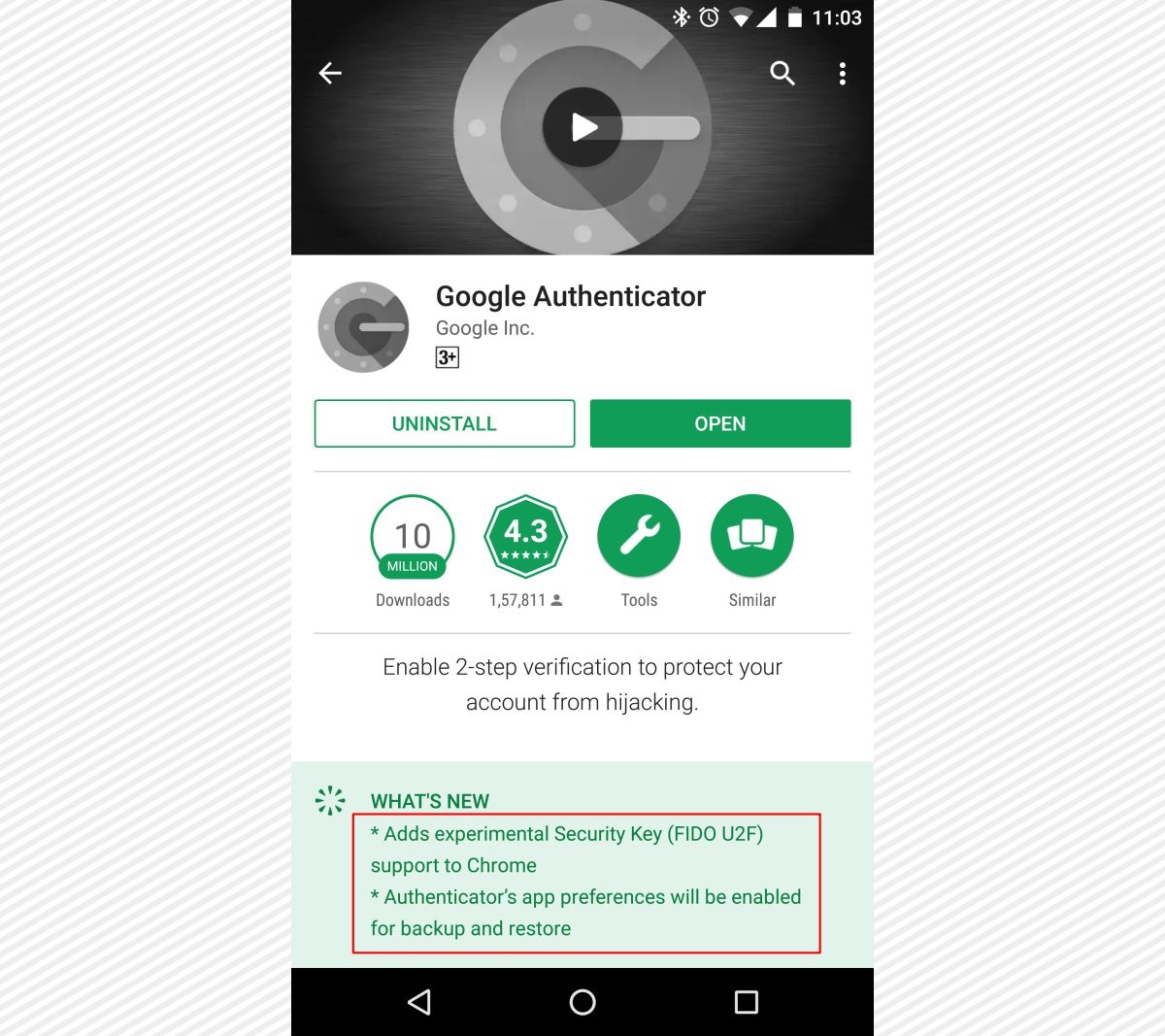 Google Authenticator obtiene copia de seguridad y restauración en dispositivos Android