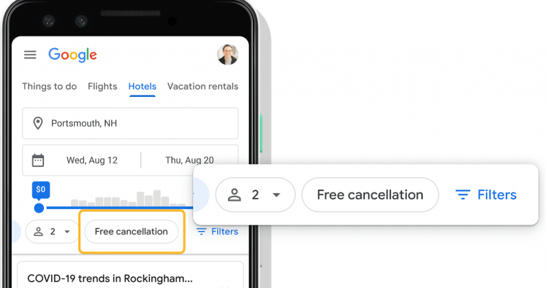 Google facilita a los usuarios la búsqueda de hoteles con cancelación gratuita