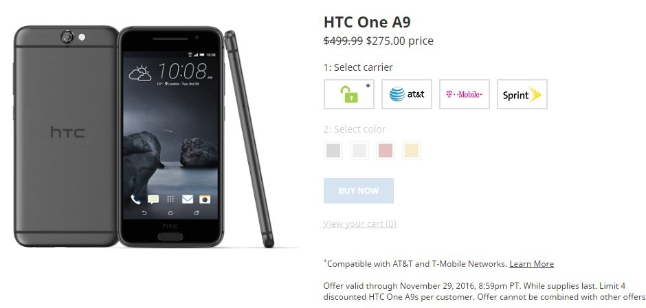 HTC One A9 Black Friday Deal te ofrece uno por solo $ 275