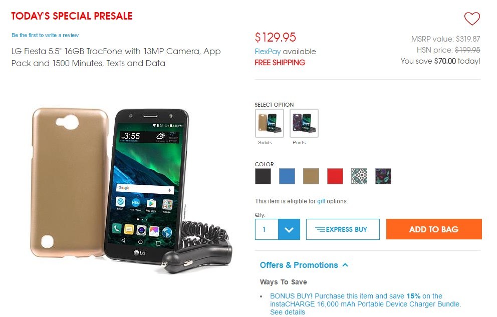 [Hot Deal] TracFone LG Fiesta a $130 con paquete de 1500 minutos, textos y datos