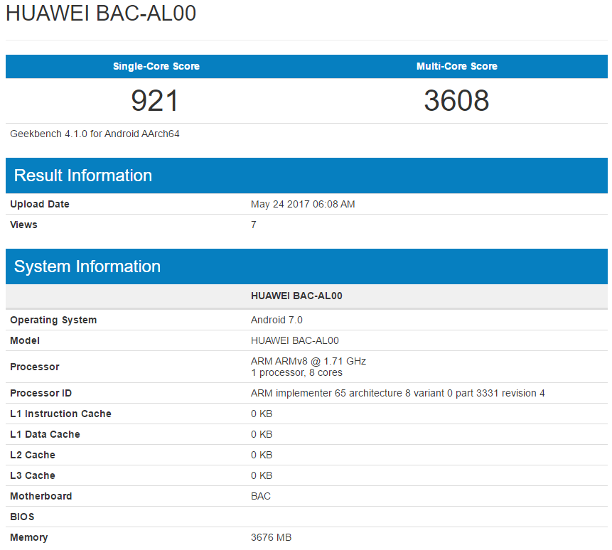 Huawei Nova 2 Plus llega a Geekbench con procesador Kirin 655 y 4GB de RAM