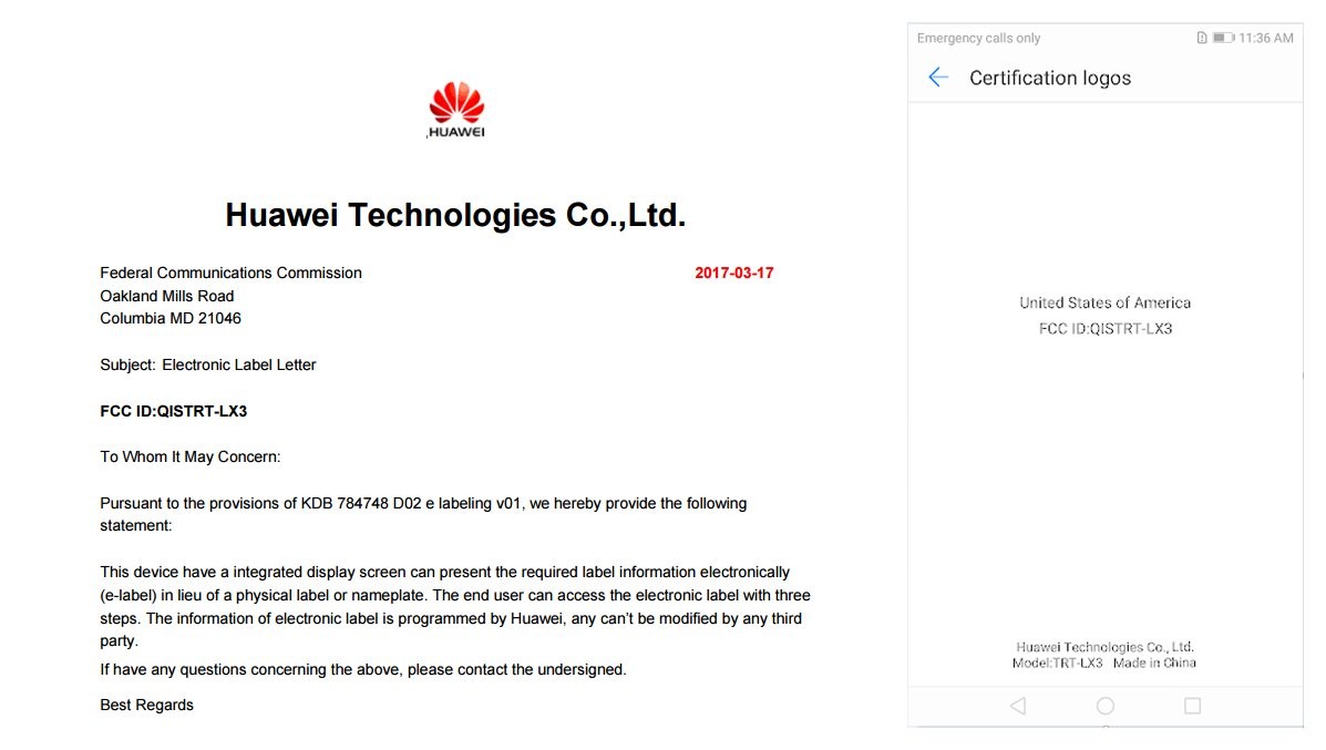 Huawei TRT-LX3 (¿Honor V9?) Borra FCC con batería de 3900 mAh