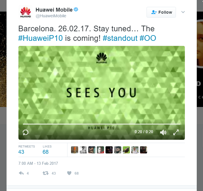 Huawei se burla del P10 antes de la fecha de lanzamiento del MWC