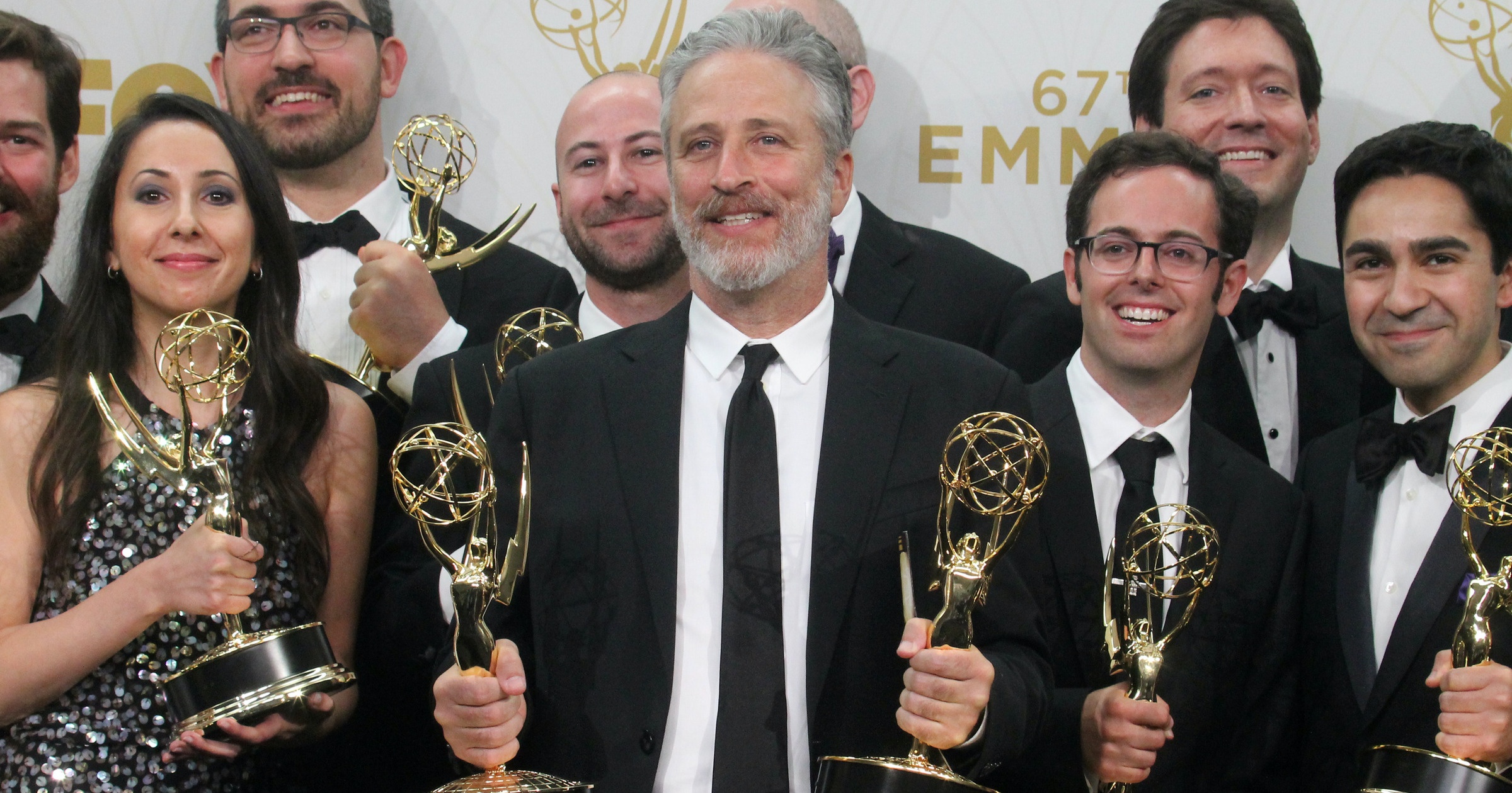 Jon Stewart with Emmy Awards