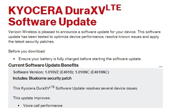 Kyocera Cadence y DuraXV LTE reciben una actualización que soluciona el problema de seguridad de Blueborne