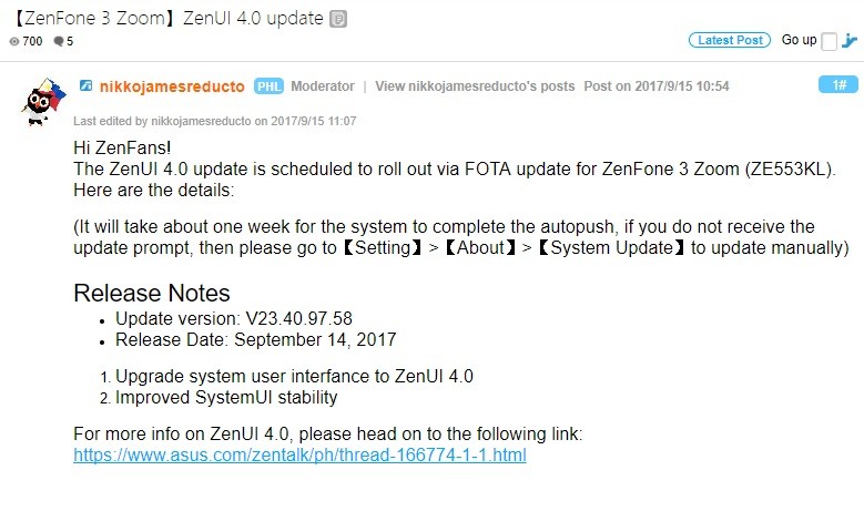 La actualización de Asus ZenFone 3 Zoom se implementa con ZenUI 4.0, otros dispositivos ZenFone 3 lo obtendrán pronto