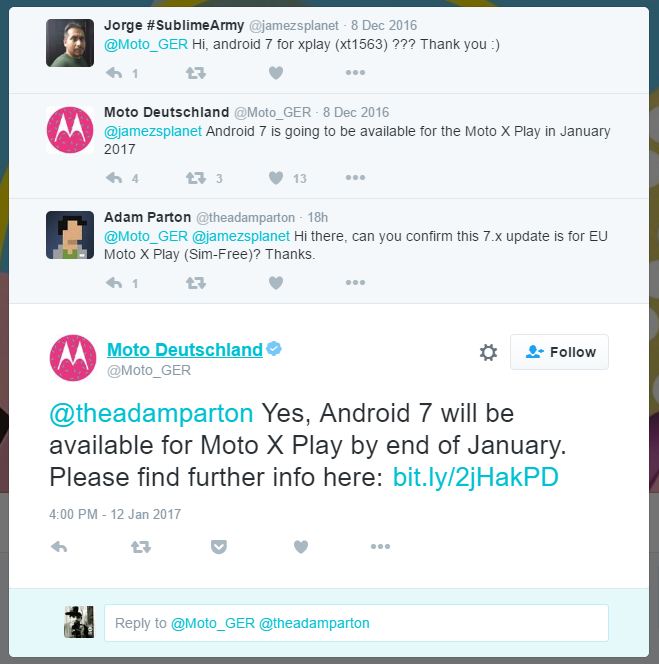 La actualización de Moto X Play Nougat llegará a finales de enero