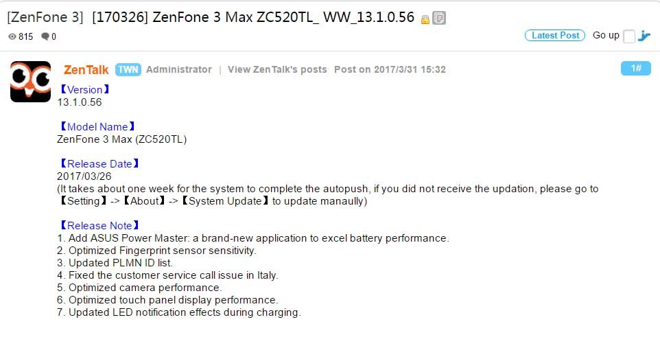 La actualización de Zenfone 3 Max trae una nueva aplicación de ahorro de energía 'Asus Power Master'