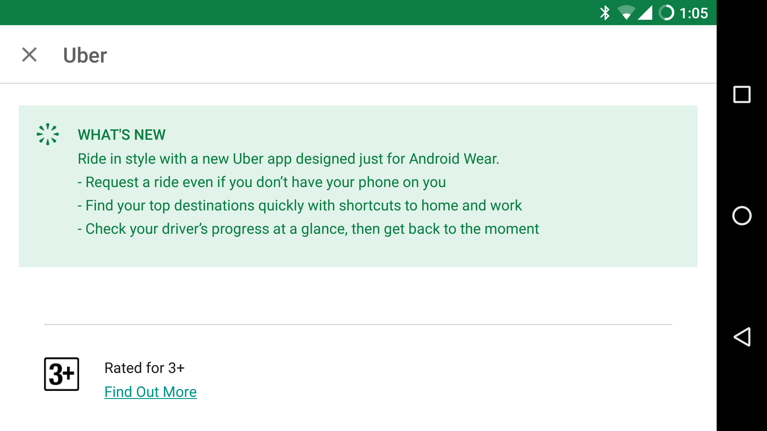 La actualización de la aplicación Uber se vuelve amigable con Android Wear, también presenta accesos directos para el hogar y el trabajo