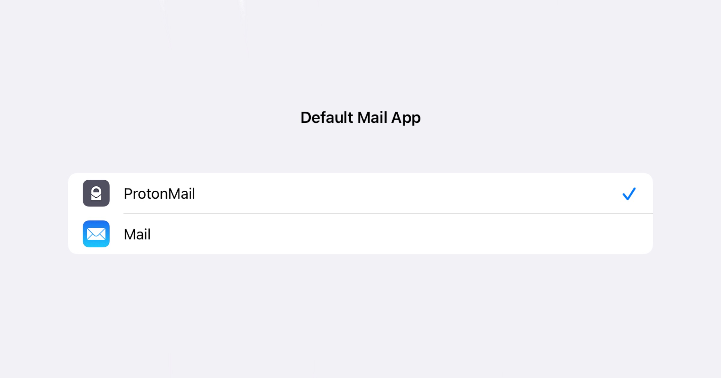 La actualización le permite configurar ProtonMail como su aplicación de correo electrónico predeterminada