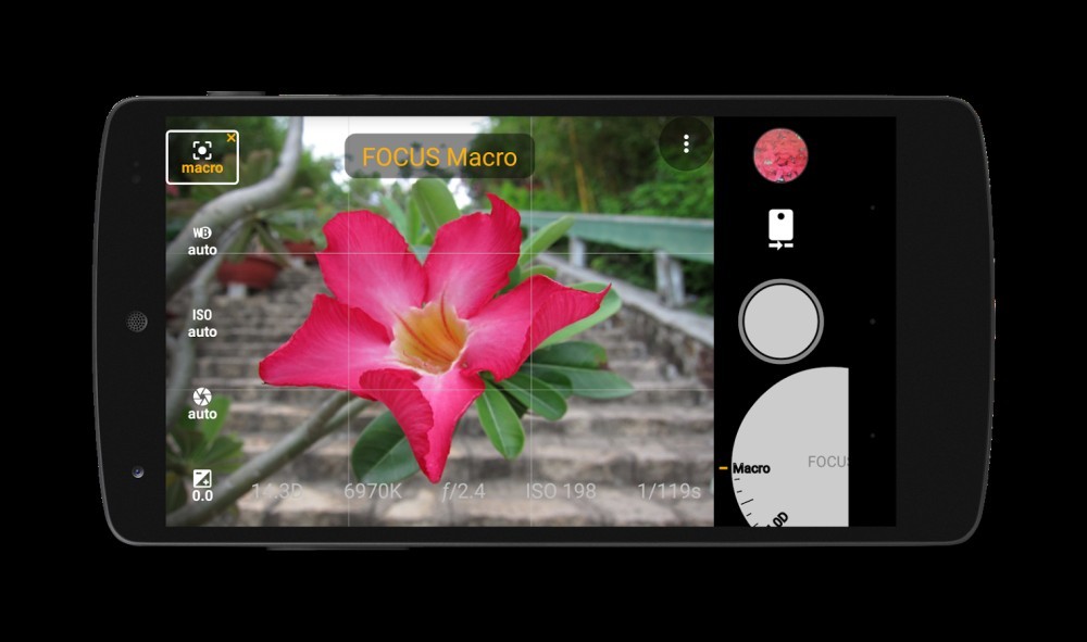La aplicación AZ Camera es compatible con Camera2 API para imágenes RAW (DNG), velocidad de obturación manual, etc.