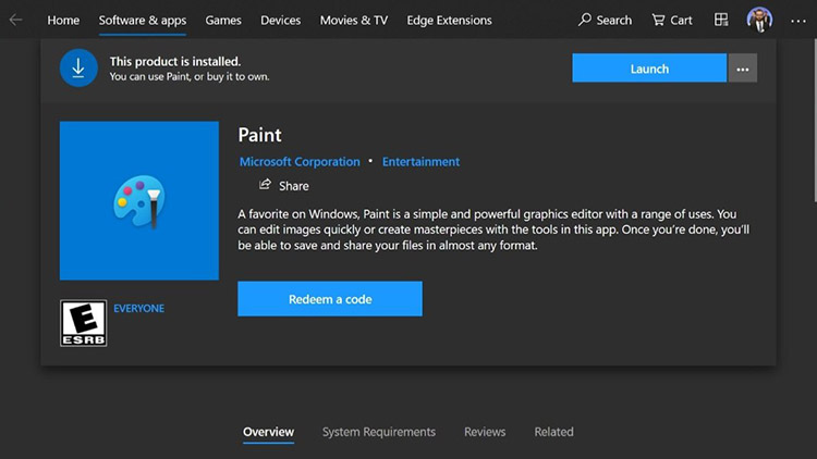 La aplicación Classic Paint aparece en Microsoft Store Windows 10