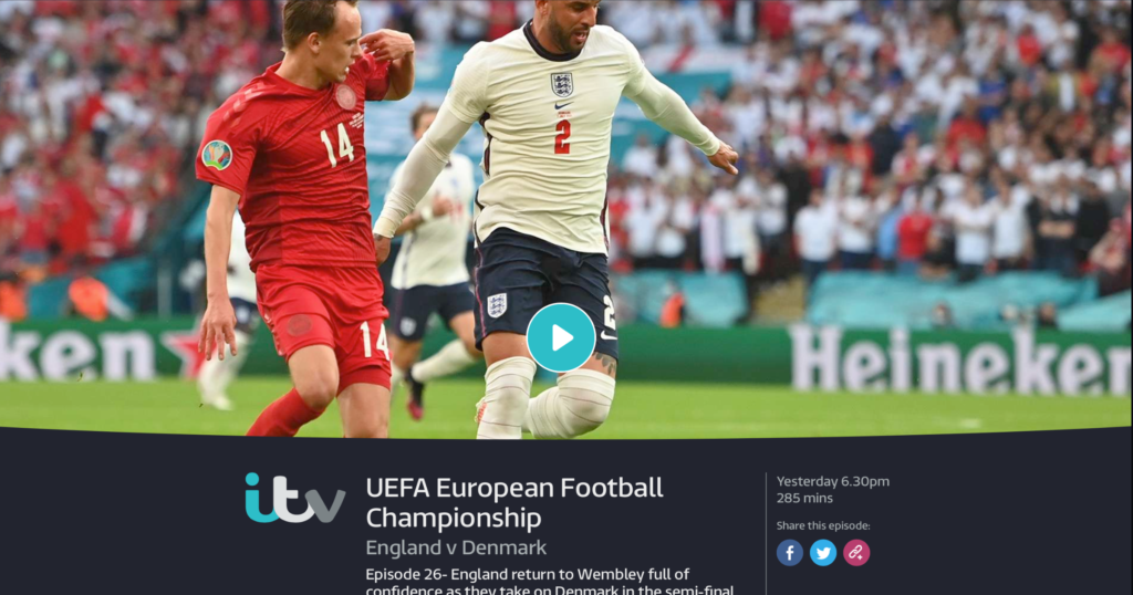 ITV England vs Denmark