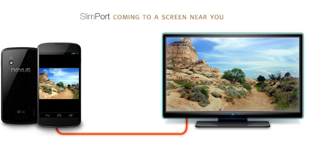 La extensión SlimPort de Nexus 4 te permite conectar otras pantallas a través de un cable HDMI