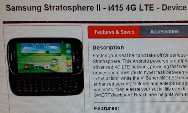 La fecha de lanzamiento de Samsung Stratosphere 2 está cerca, borra GCF como SCH-i415