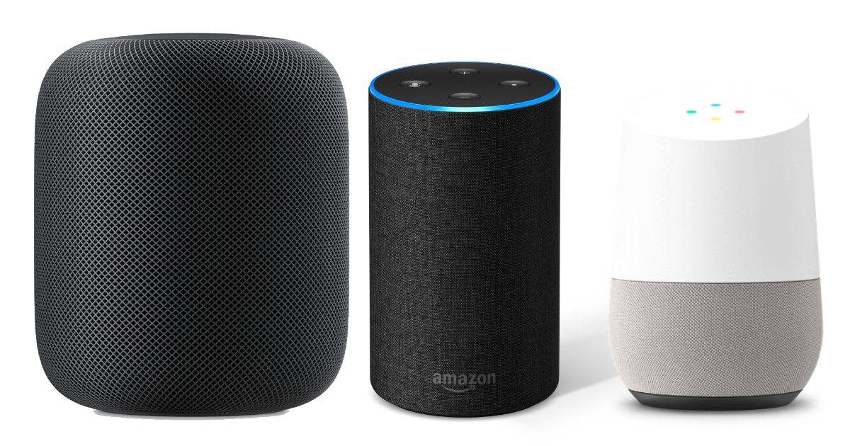 Apple HomePod, Amazon Echo, altavoces inteligentes Google Home