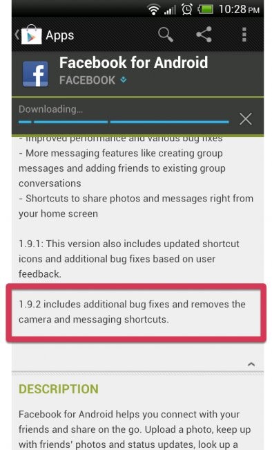 La última actualización de la aplicación de Android de Facebook elimina los íconos de cámara y Messenger en el cajón de aplicaciones
