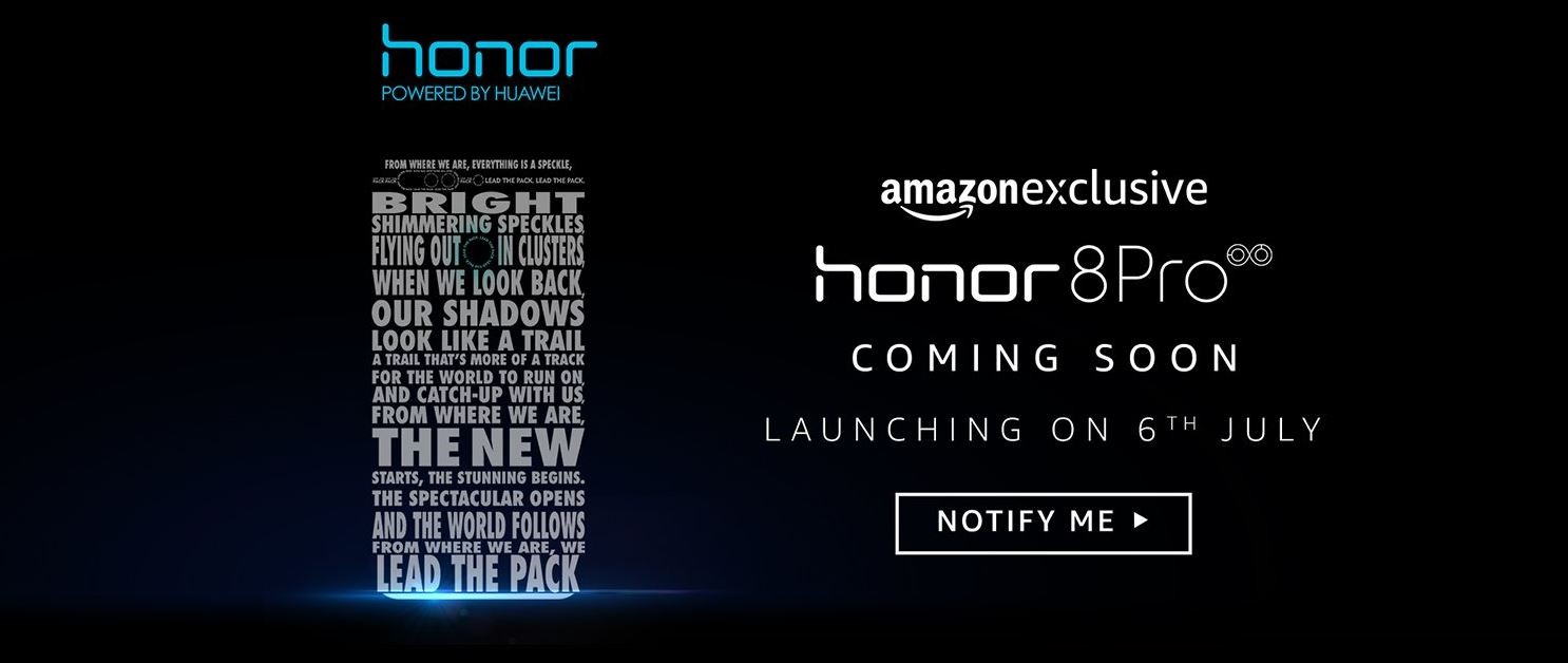 Lanzamiento de Honor 8 Pro en India programado para el 6 de julio como exclusivo de Amazon