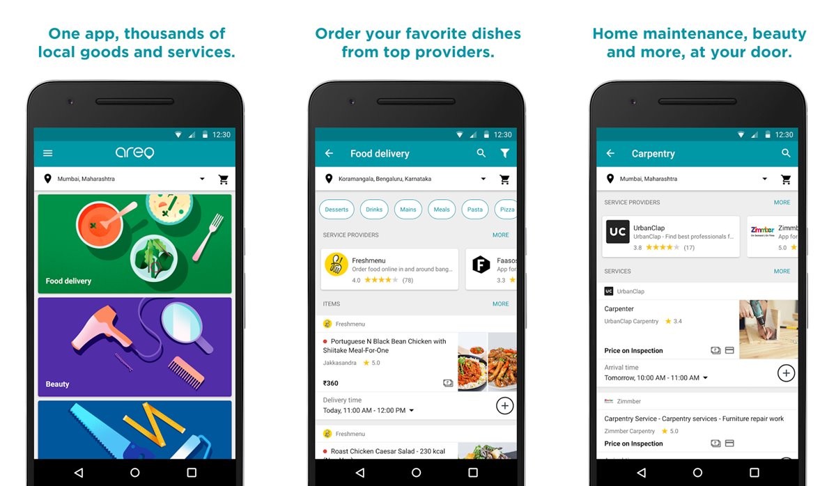 Lanzamiento de la aplicación Google Areo, le permite pedir alimentos y servicios para el hogar en línea