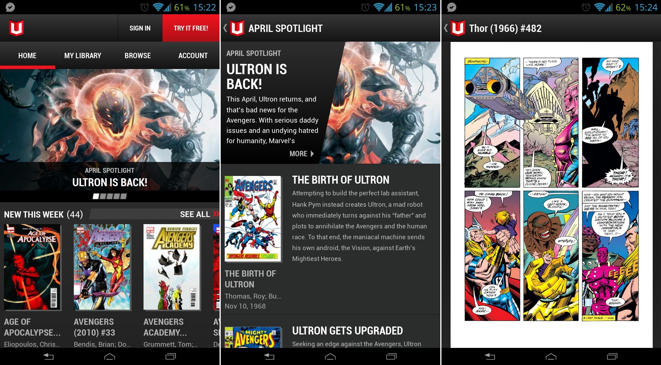 Lanzamiento de la aplicación Marvel Unlimited para Android