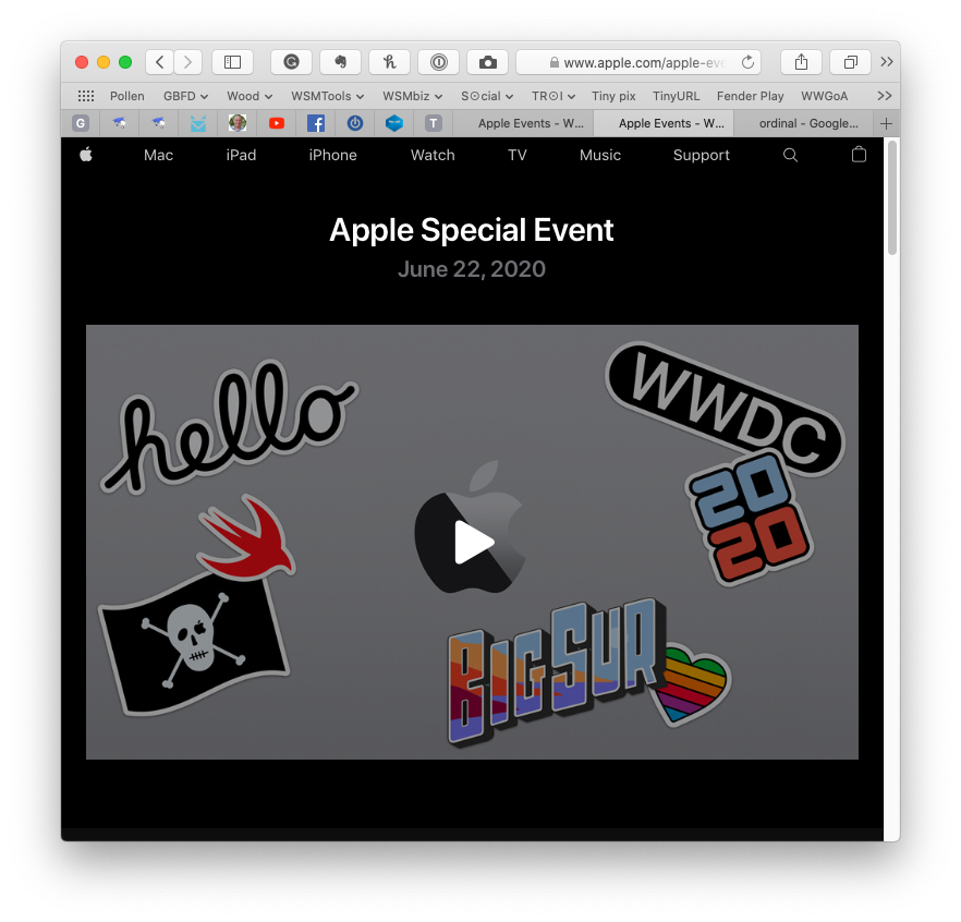 Captura de pantalla de la ventana de eventos especiales de Apple.