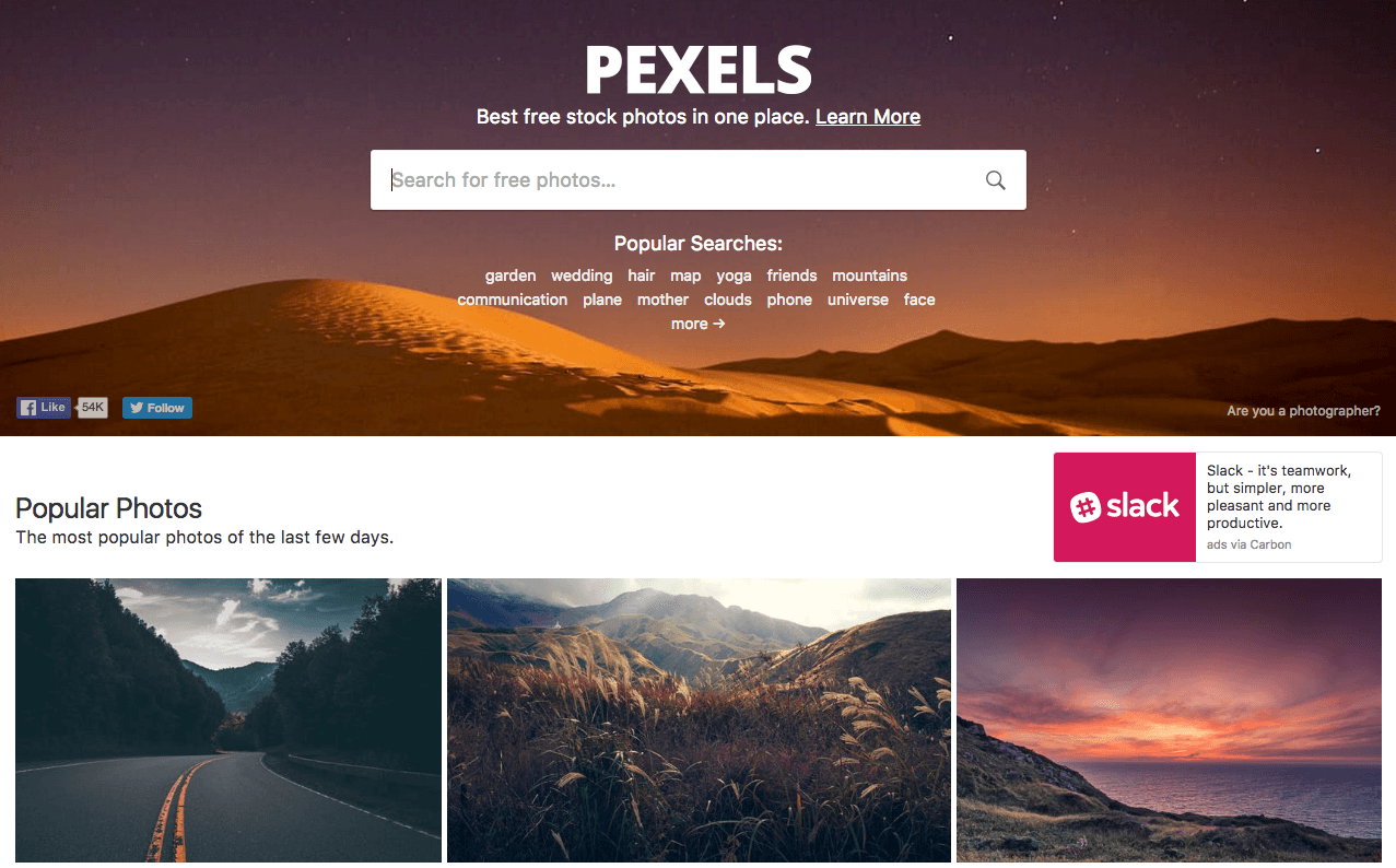 Sitios de imágenes de stock gratis - Pexels