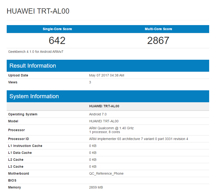 Los puntos de referencia de Huawei Enjoy 7 Plus ya están disponibles