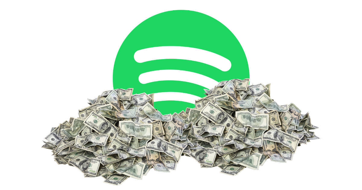 Spotify in a big pile of money