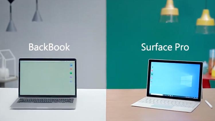 Microsoft se burla de MacBook con backbook en su último anuncio de Surface Pro