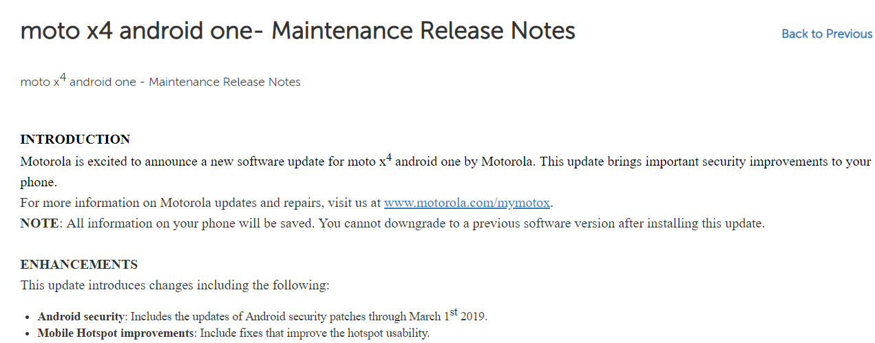 Moto X4 Android One March patch