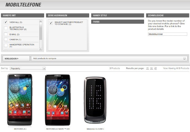 Motorola elimina la mayoría de los teléfonos de su sitio alemán, aunque todavía tiene Razr M y Razr i, para mantener a los clientes felices como siempre.