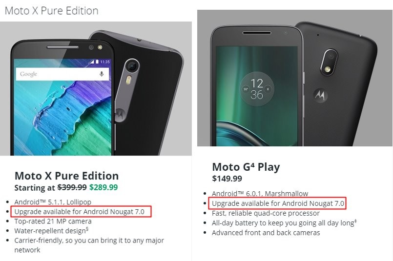 Motorola lista la actualización de Android 7.0 Nougat para Moto X Pure, Moto Z Play y Moto G4 Play