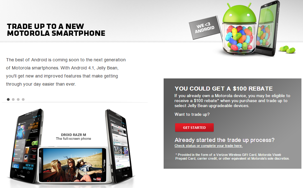 Motorola ofrece $ 100 en reembolso para dispositivos que no reciben Jelly Bean