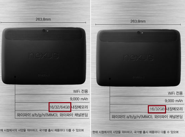 Nexus 10 de 64 GB no es real, después de todo