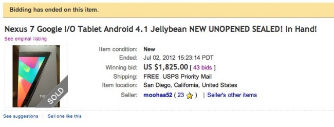 Nexus 7 obtiene $ 1825 en una oferta de eBay.  ¿Llegar de nuevo?