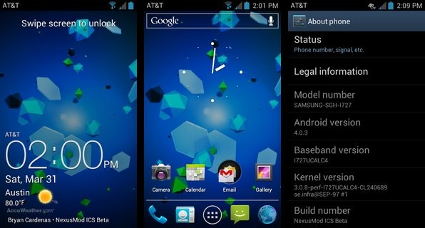 NexusMod trae Android 4.0 ICS a AT&T Skyrocket con AOSP Look and Feel