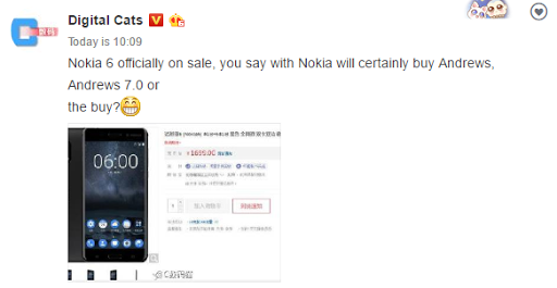 Nokia 6 sale a la venta en China, con un precio de 1699 Yuan