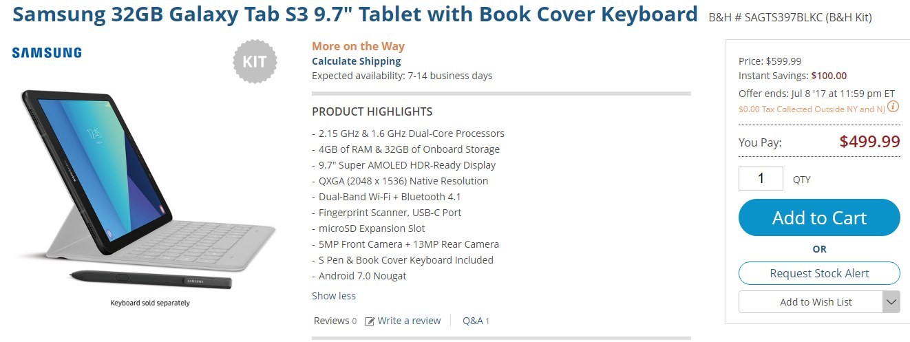 Obtenga la variante de 9.7" con teclado de cubierta de libro gratis por $ 500 en B&H