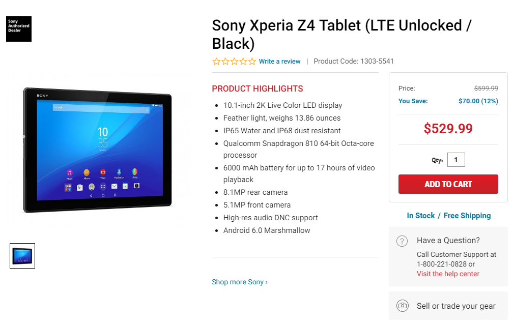 Obtenga una tableta Sony Xperia Z4 por $ 530 solo en Focus