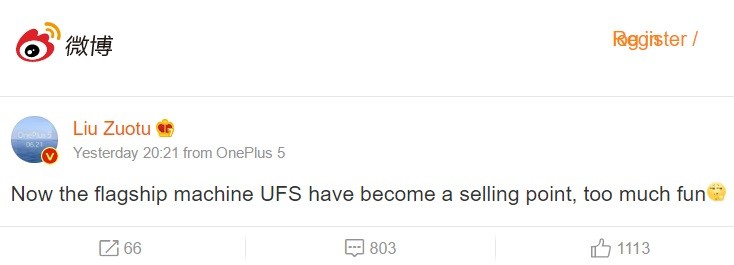 OnePlus 5 contará con almacenamiento UFS, viene como una pista del CEO