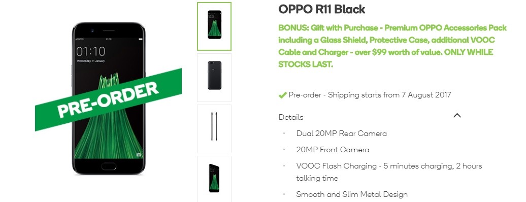 Oppo R11 está disponible en pre-pedido en Australia